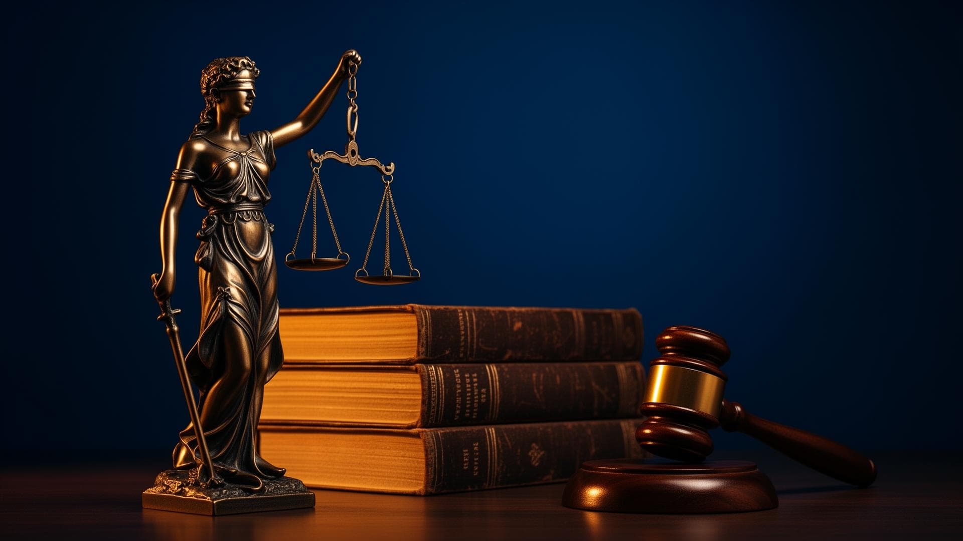 Justicia, libros y mazo